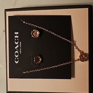 COACH Necklace with earings rose gold